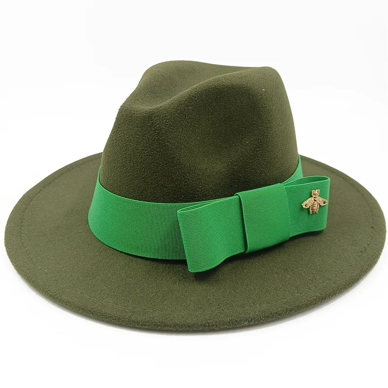 Low price wholesale Fedora hats Winter jazz monochrome bow elastic band men and women red jazz hats Fedora hats sombrero hombre - KIMLUD