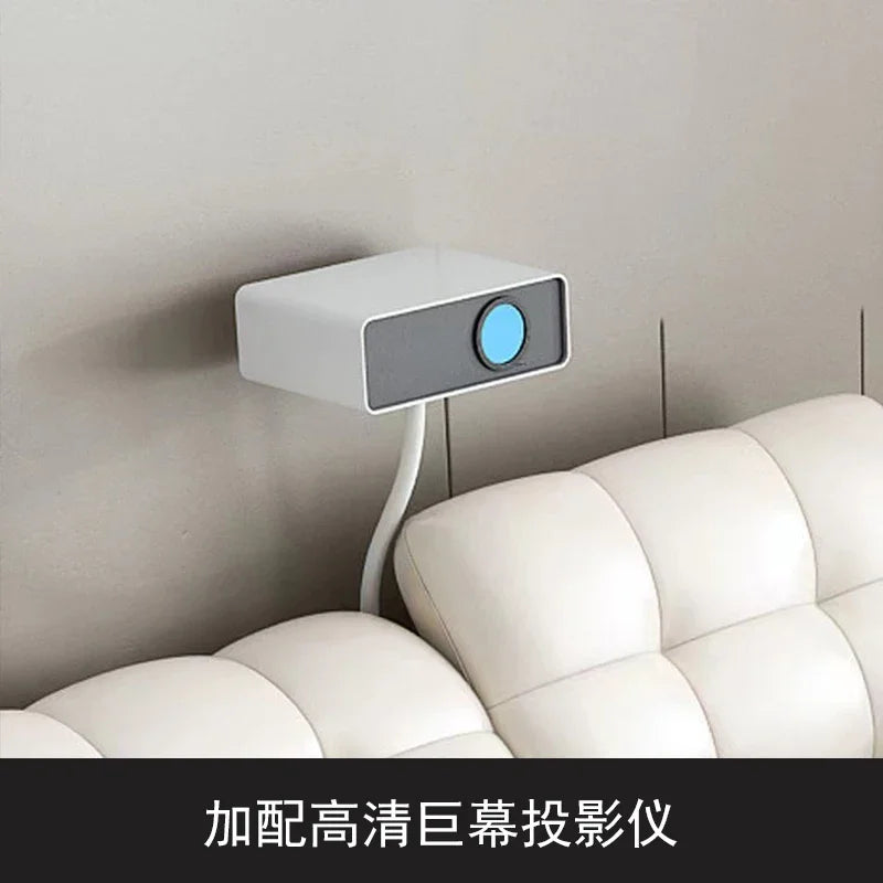 Genuine Leather Bed Tech Smart Multifunctional Massage, Bluetooth Speaker, Air Cleaner — White | KIMLUD