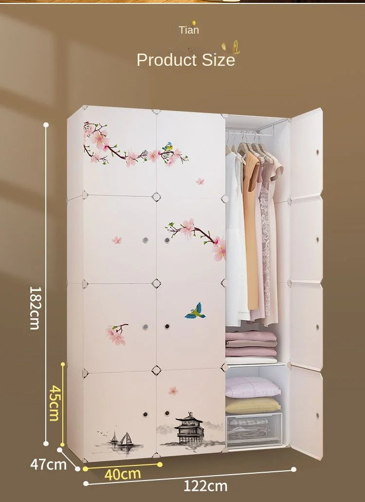 Plastic Wardrobe Collapsible with Large Space — White | KIMLUD