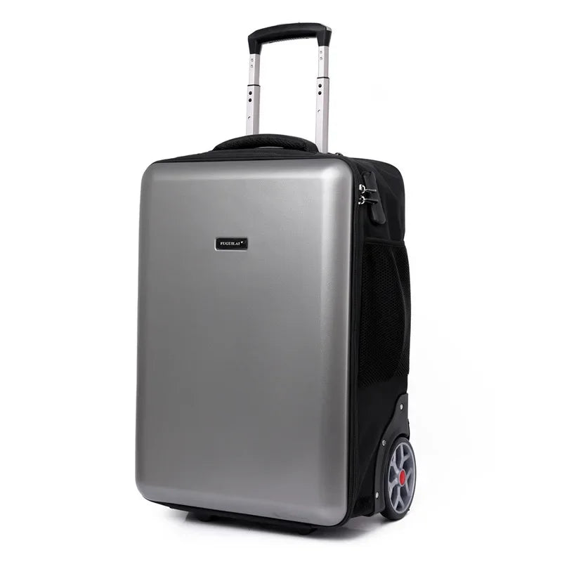 ABS Cabin Trolley Suitcase 19-22 Inch On Wheels — Black | KIMLUD