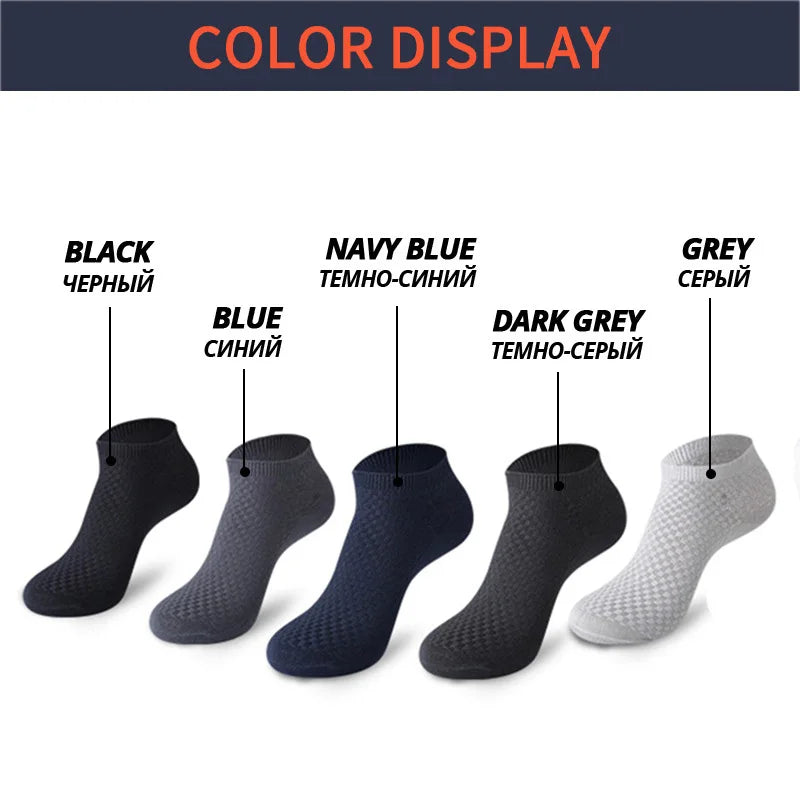 Bamboo Fiber Crew Socks Breathable 5 Pack — Black | KIMLUD
