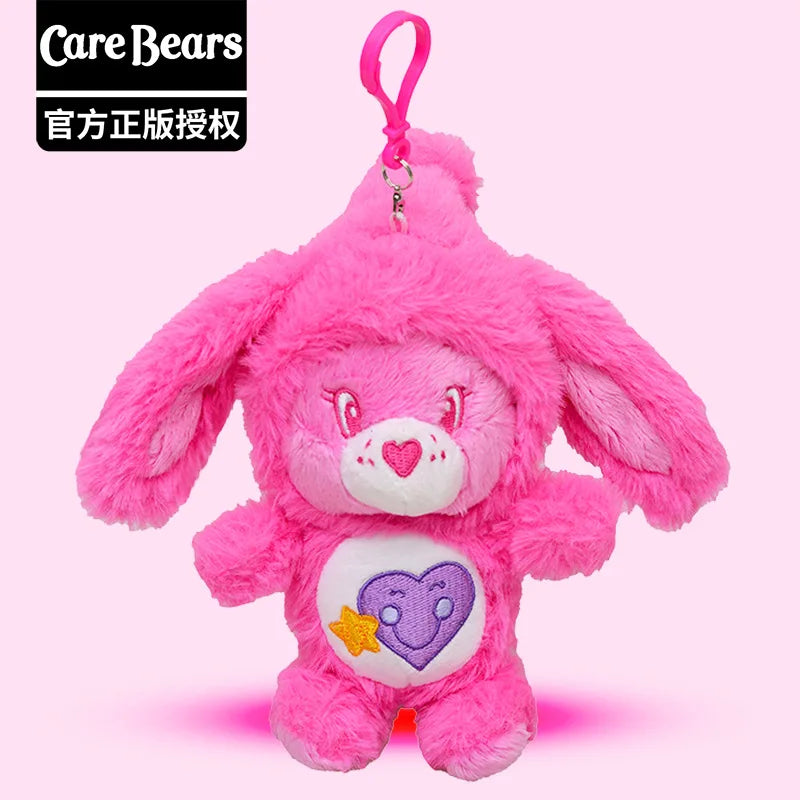 New Genuine Carebears Plush Rabbit Hat Keychain Rainbow Bear Doll Pendant School Bag Ornament Gift