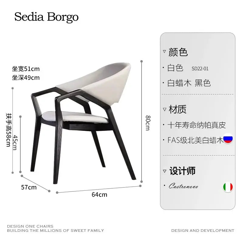 Nordic Chair Ivory Leather On Walnut Wood — Ivory | KIMLUD
