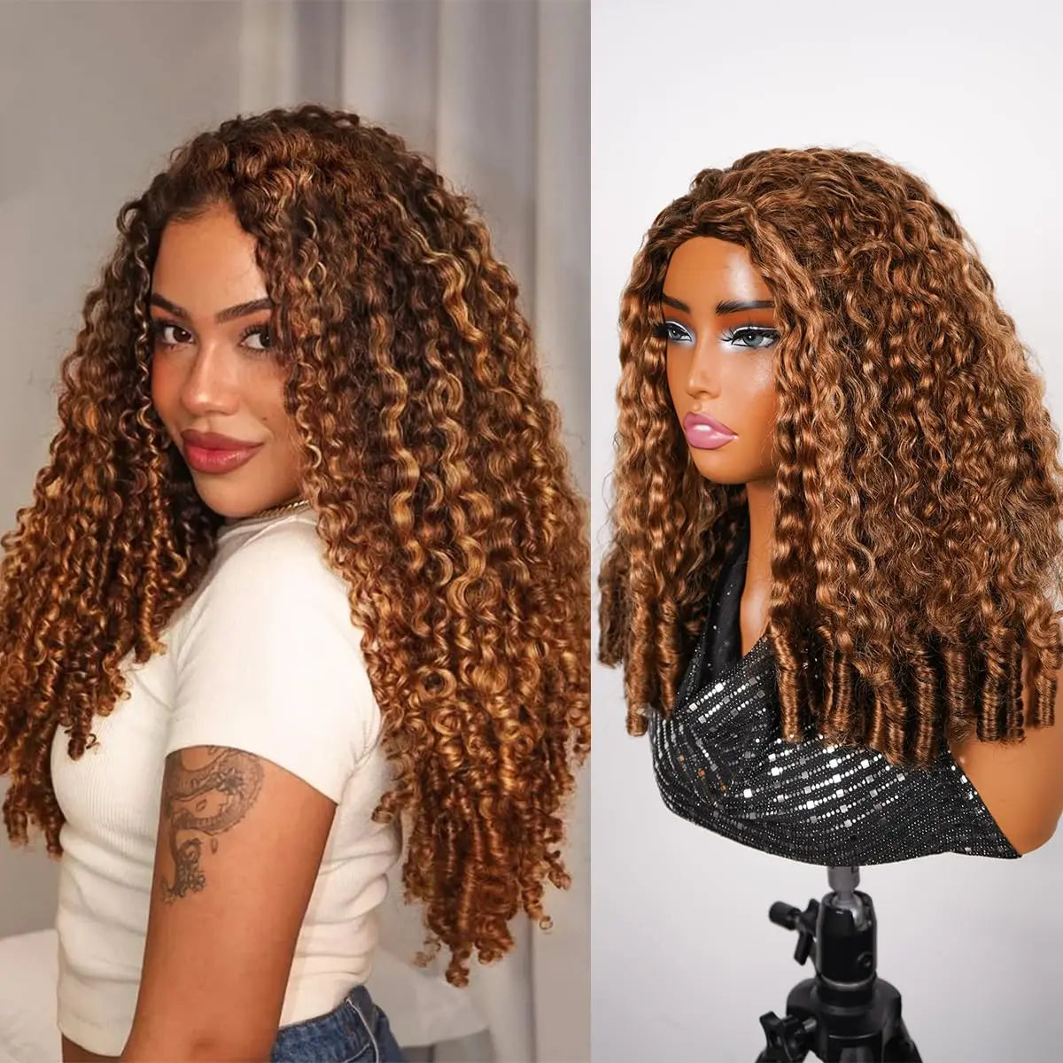 Half Wig – 3 In 1 Drawstring Glueless – Remy Human Hair – Long | KIMLUD