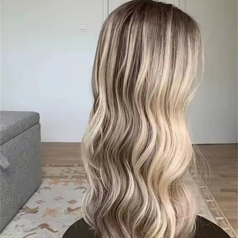 Dirty Ash Blonde Lace Front Wig Fashion Blond Wig Natural Roots 100% Real Hd Synthetic Blend Human Hair Wig Glueless Wear and Go