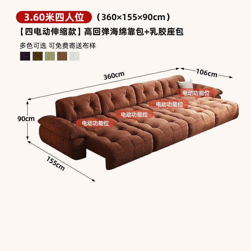 Velvet Designer Living Room Sofa Multifunctional Electric Adjustment — Burnt Orange | KIMLUD