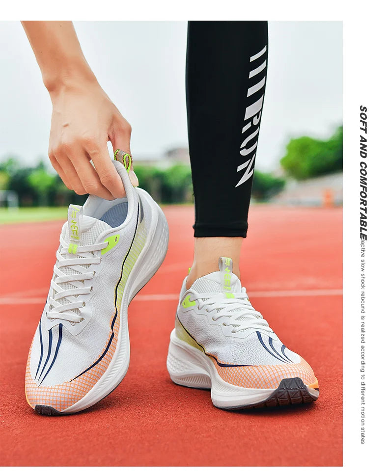 Fashion men's and women's sports running shoes casual breathable mesh surface carbon plate support wear-resistant rubber outsole