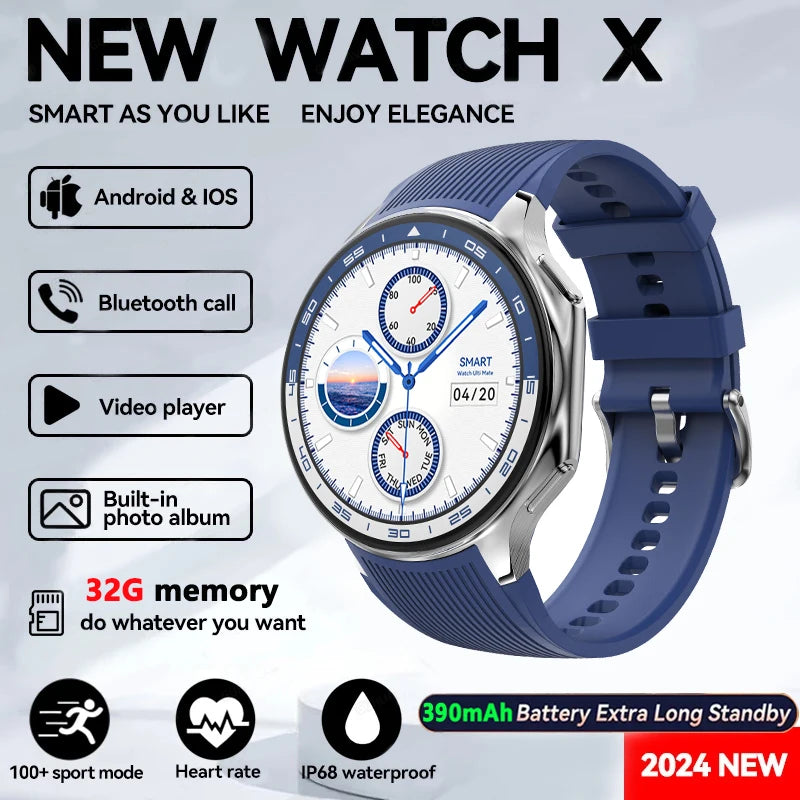 KIMLUD, 2025 New For Man DT Watch X Smart Watch Men 32GB Memory AMOLED HD Screen Bluetooth Call NFC Heart rate waterproof SmartWatch, Silver / OPPO WATCH X, KIMLUD APPAREL - Womens Clothes