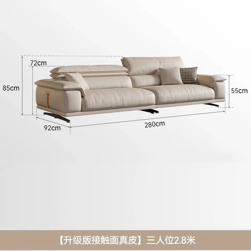 Genuine Leather Italian Living Room Sofa Luxury Lounge Designer Minimalist Sofas Modern Family Muebles Furniture Decoration