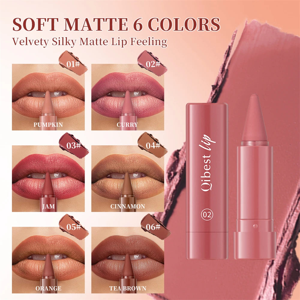 Tapered Lip Liner Pencil Set Lasting Matte Velvet Lip Contour Stick Waterproof Easy Color Lipstick Non Stick Cup Makeup Pen1/6Pc