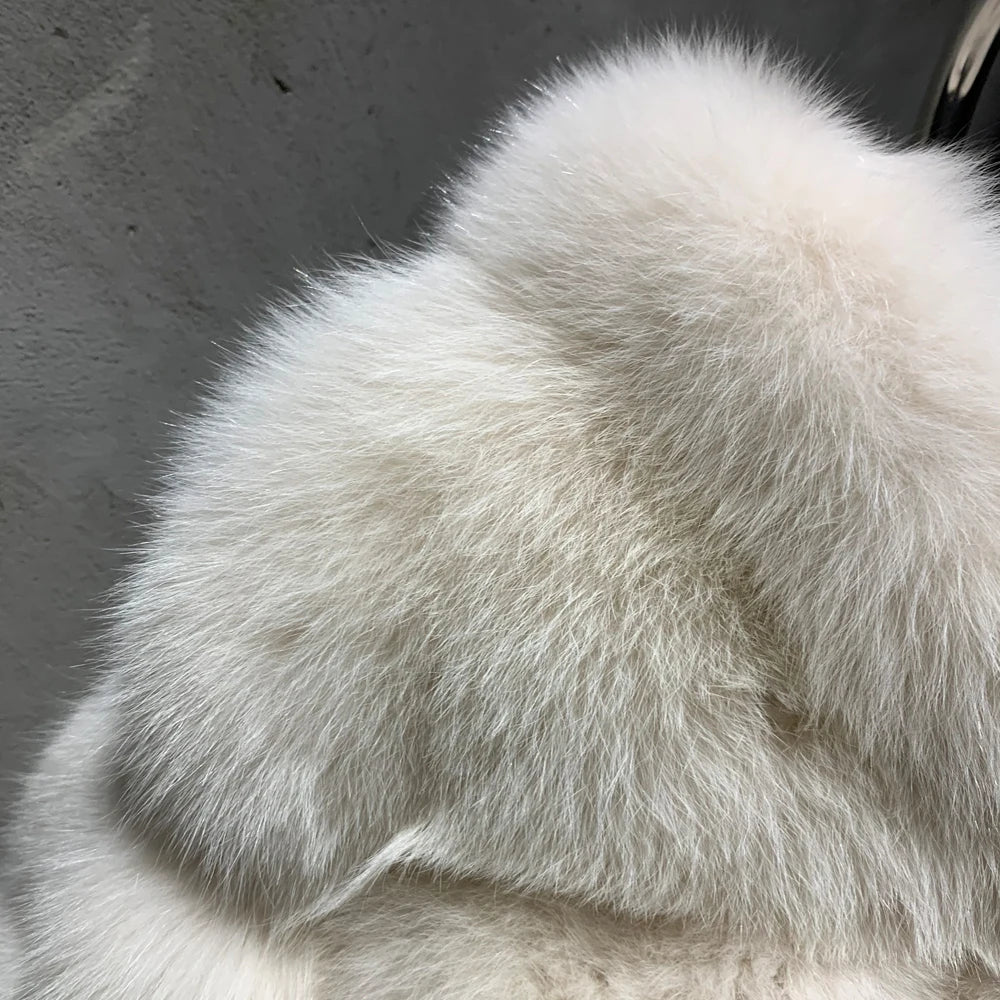 Women's Full Pelt Real Fox Fur Hooded Jackets, Long Sleeve Outwear, Winter Bomber, Female, 902