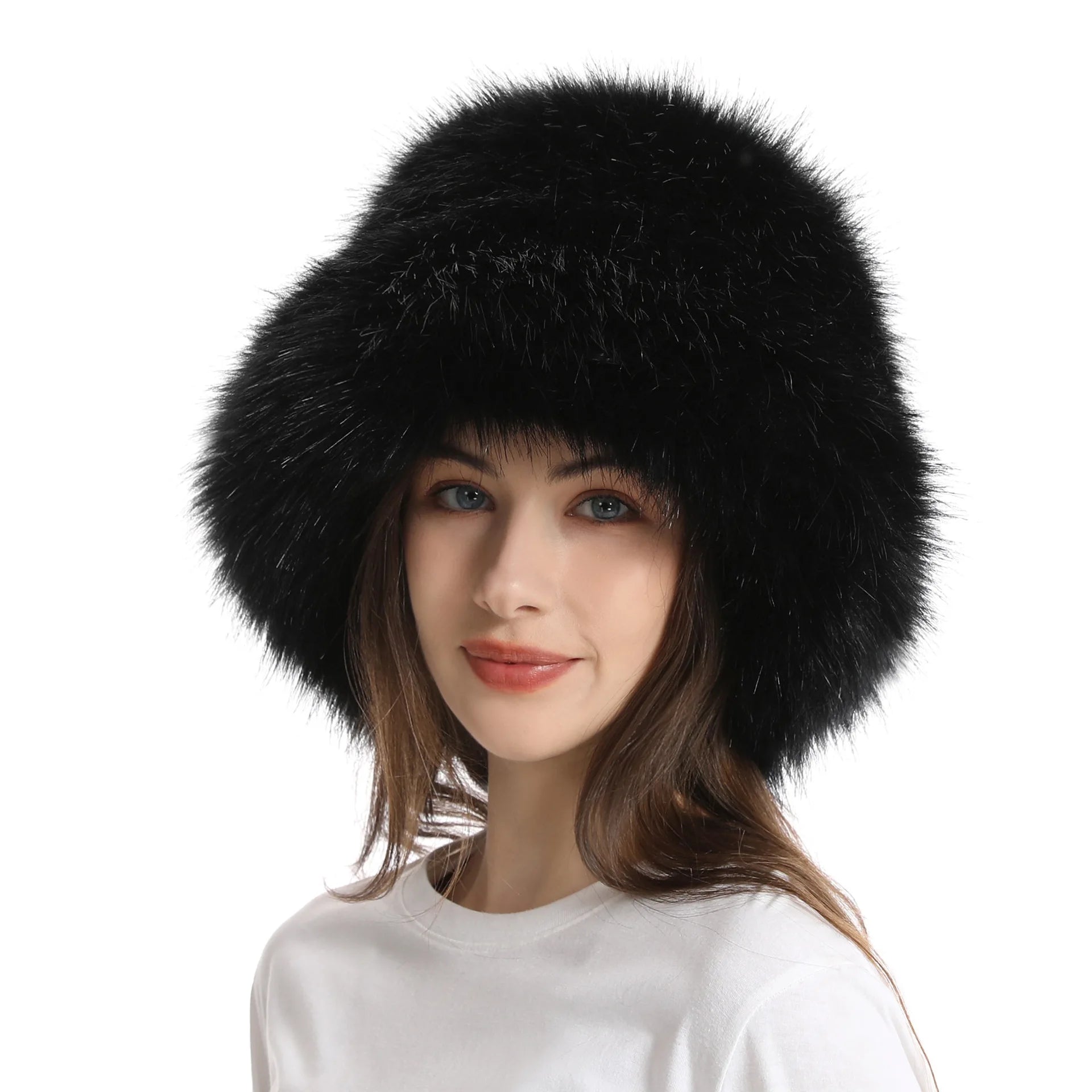 New Fur Hat Women Warm Snow Ski Cap Female Faux Fox Fur Bomber Hat Lady Windproof Winter Hats for Women Russian Warmer Hat - KIMLUD