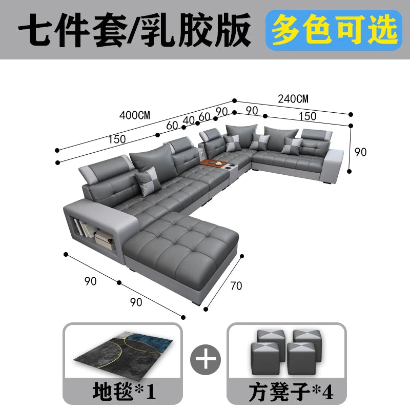 Latex Nano Three-Proof Fabric Sofa Modern Living Room — Slate Grey | KIMLUD