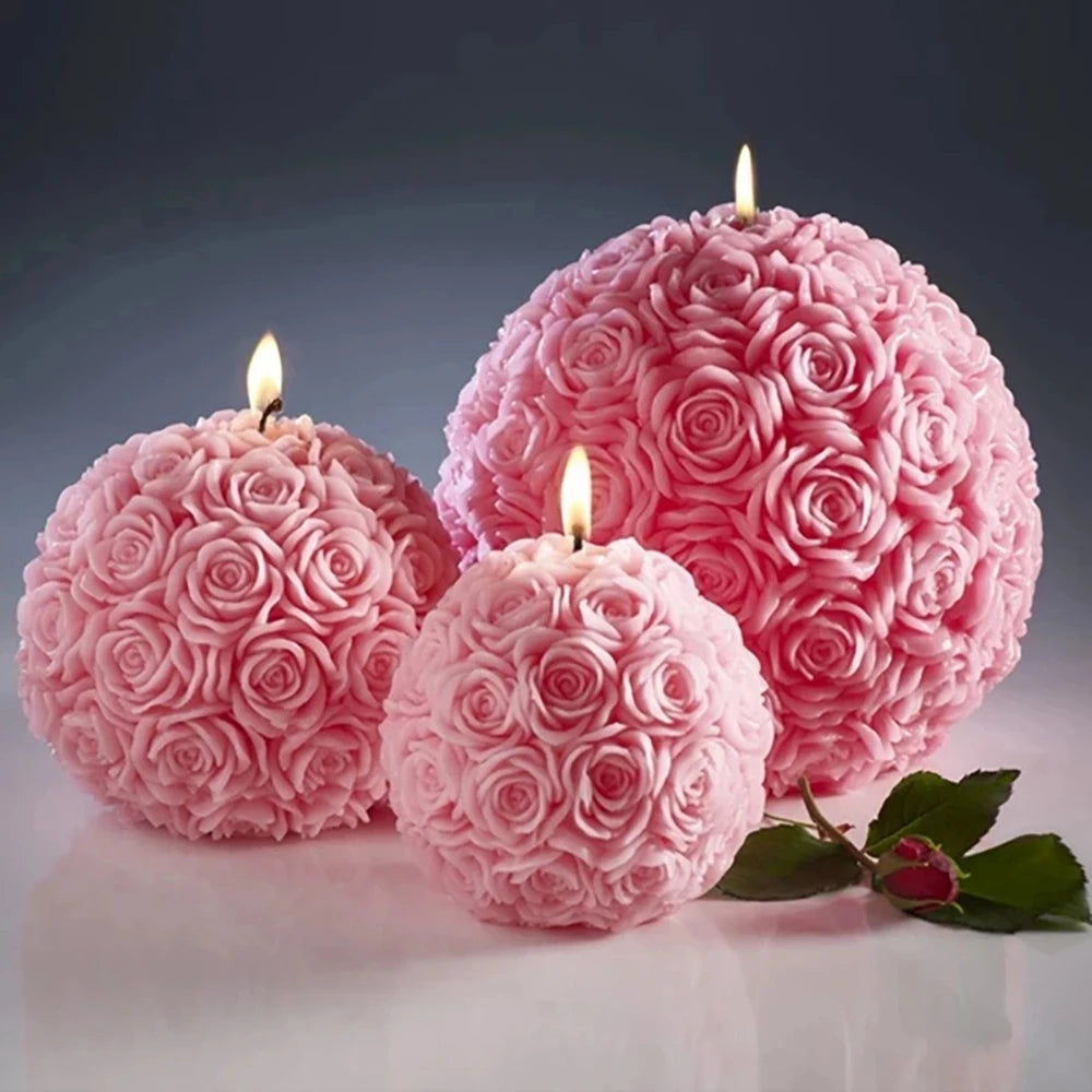 KIMLUD, 3D Rose Shape Ball Candle 7cm Rose Scented Flower Candles Girls Home Birthday Party Decoration Ball Wax Fragrance Candles Gift, KIMLUD Womens Clothes