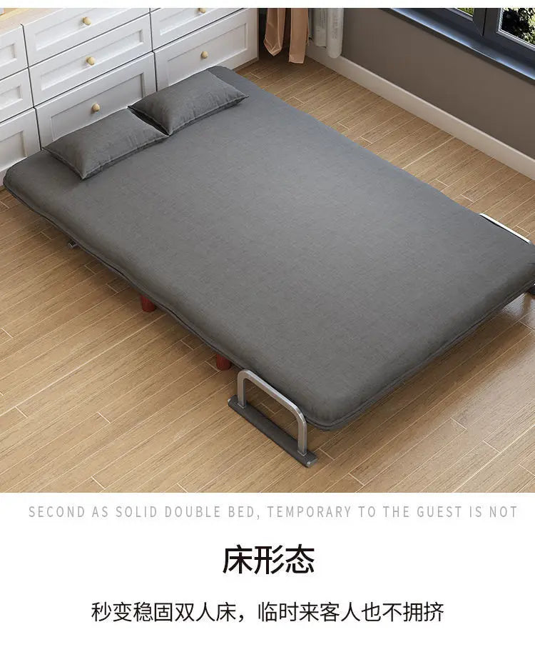 Foldable Metal Sofa Bed Dual-Purpose — Orange | KIMLUD