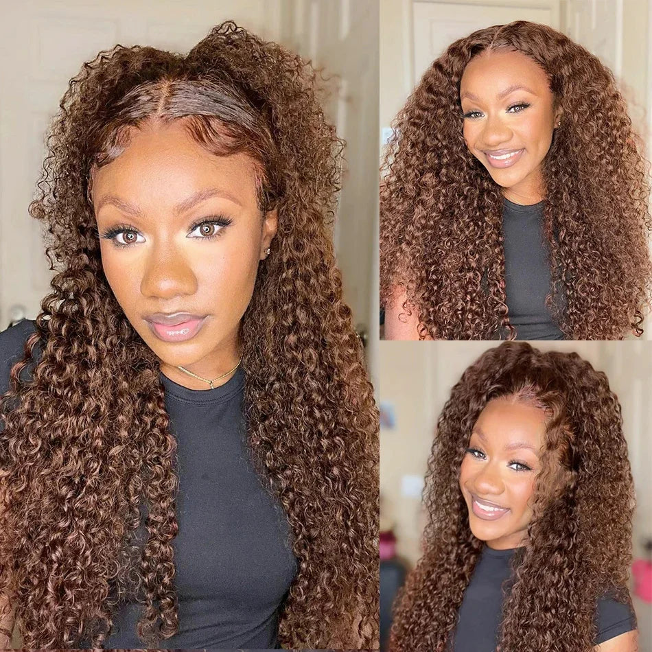Lace Front Wig – Deep Wave – Human Hair – Chocolate Brown | KIMLUD
