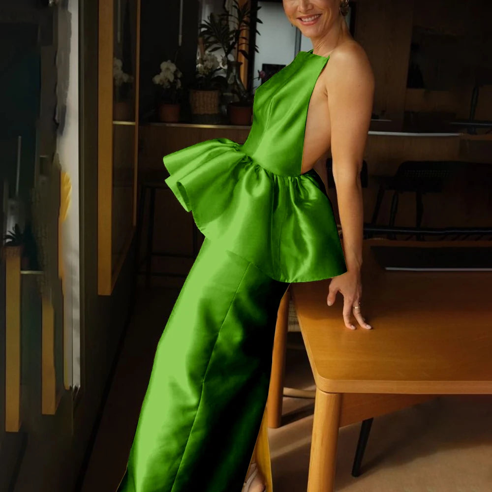 Evening Gown - Strapless Backless - Satin | KIMLUD
