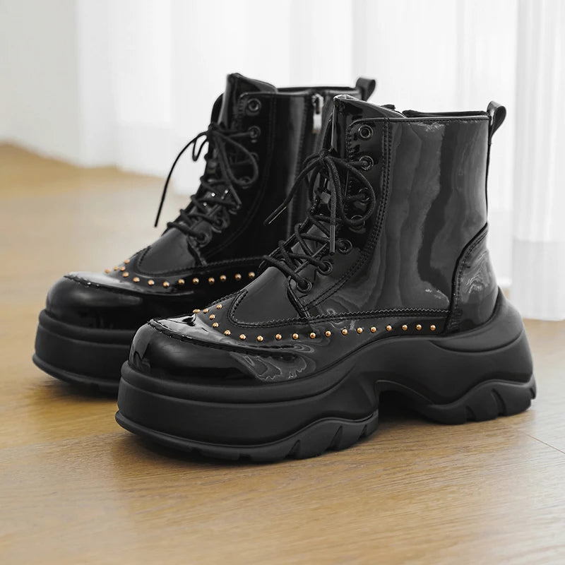 Motorcycle Boots – Sequined Toe Detail – Ankle Boots | KIMLUD