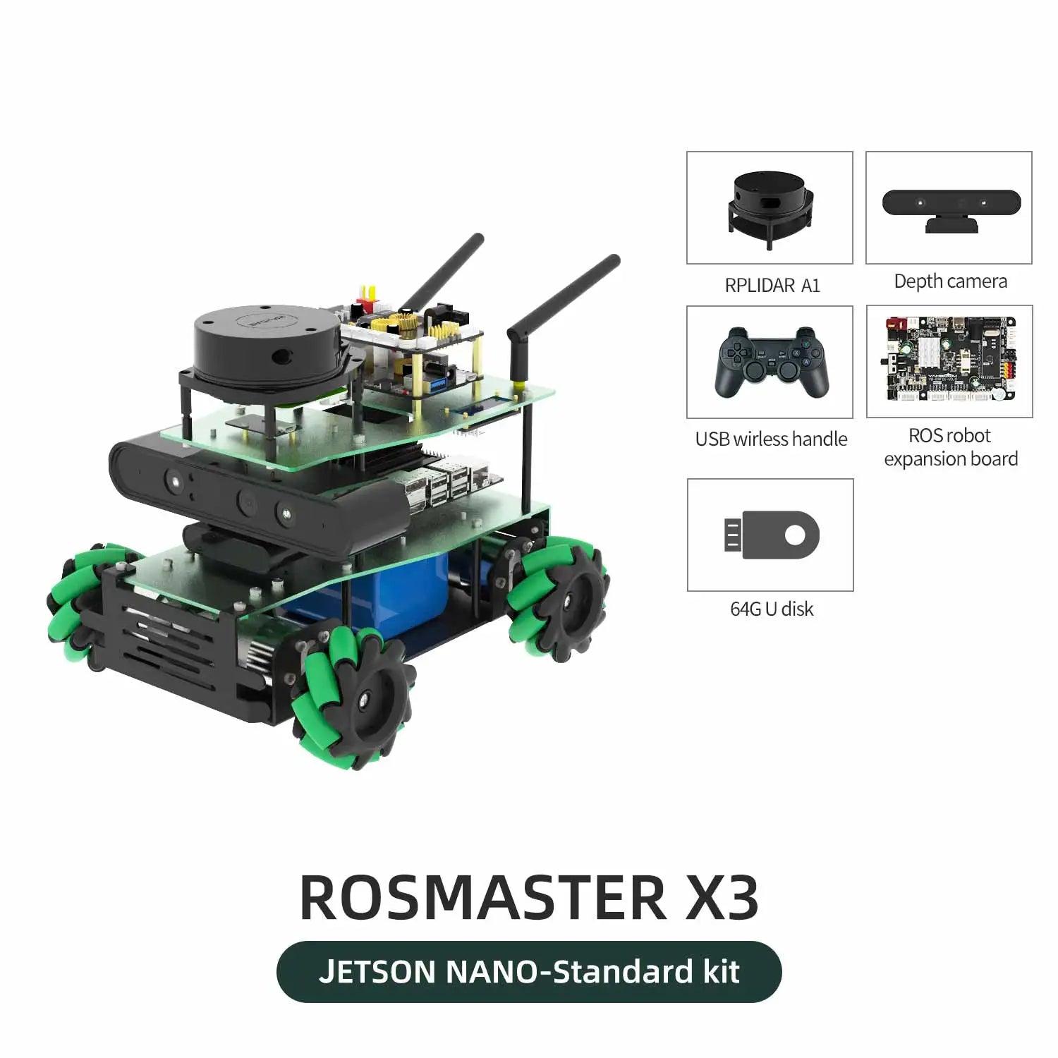 ROSMASTER X3 ROS2 Robot Aluminum Alloy Frame Autopilot Lidar Mapping for Jetson NANO Orin NX SUPER Orin NANO SUPER Raspberry Pi5