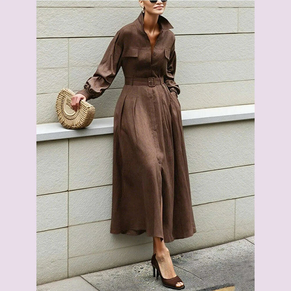 gymystars-long-sleeve-dress-woman-fall-2025-lapel-shirt-dress-fashion-loose-pleated-belt-decoration-casual-button-maxi-dresseskimlud-womens-fashion-34621149