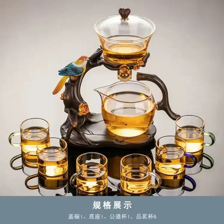 KIMLUD, 2024 New Glass Automatic Tea Set for Household Light Luxury High-end Teacup Magnetic Teapot Lazy Tea Maker, 1 set and 6 cups, KIMLUD APPAREL - Womens Clothes