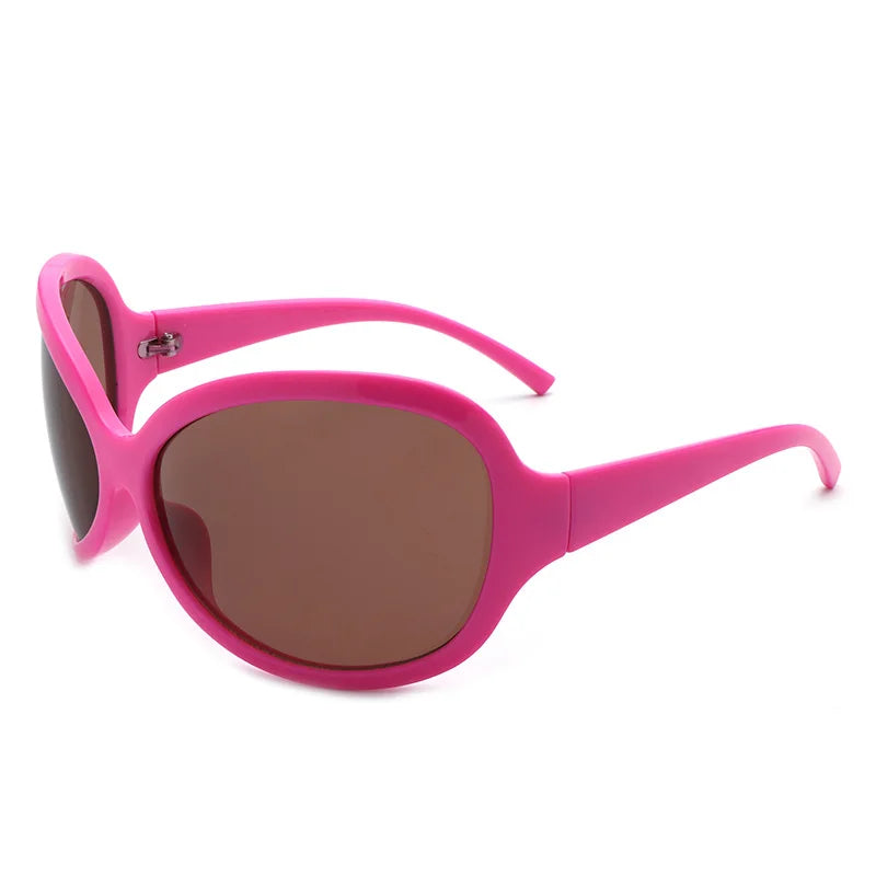 Oversized Punk Oval Sunglasses UV400 — Black | KIMLUD