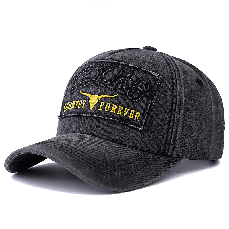Hot Sale Unisex Washed Cotton Vintage Baseball Cap TEXAS Letter Embroidery Outdoor Sports Dad Hat For Men And Women