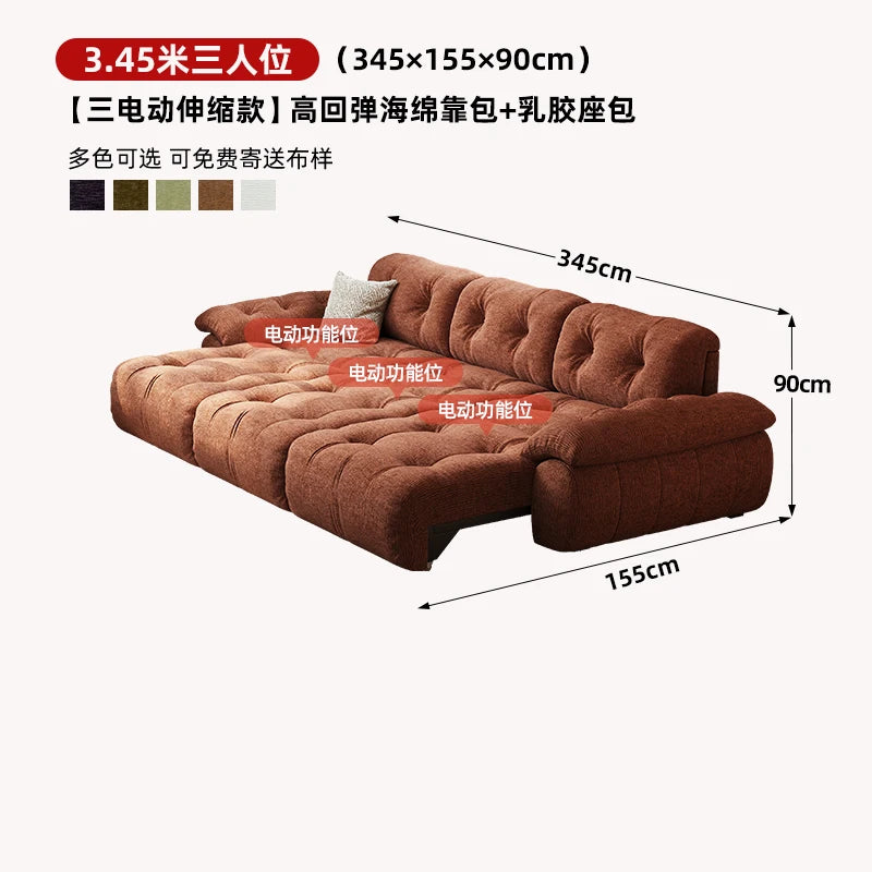 Velvet Designer Living Room Sofa Multifunctional Electric Adjustment — Burnt Orange | KIMLUD