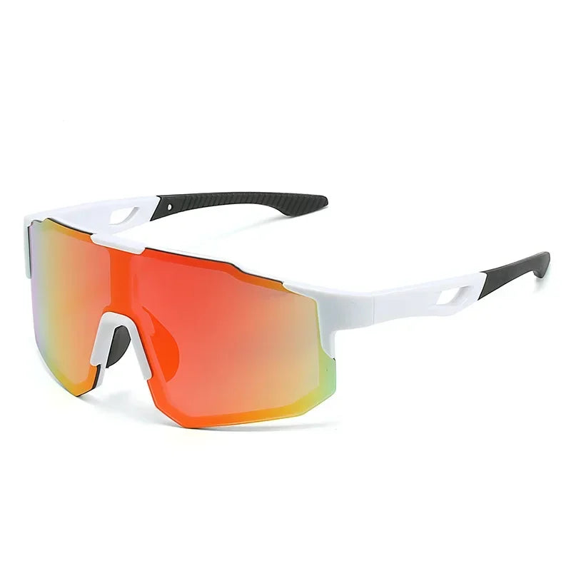 Wraparound Polycarbonate Cycling Sunglasses Big-Frame Silhouette — Black | KIMLUD