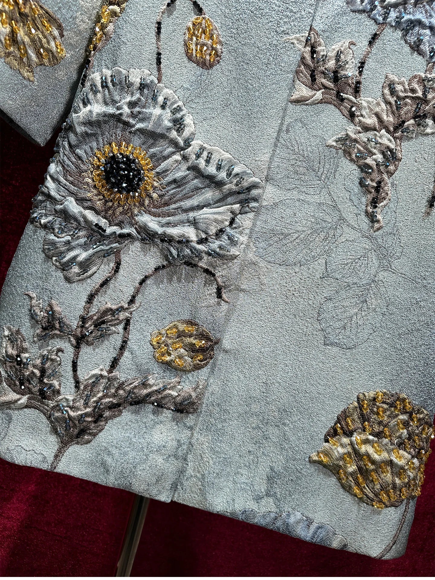 2025 Luxury Girls Vintage Embroidery Jacket Women Floral Beading Long Coat Wide Waisted O-neck Outwear Trench 2/3 Sleeves