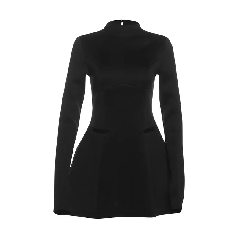 Dresses – Backless Long Sleeve Mini Dress – Polyester | KIMLUD