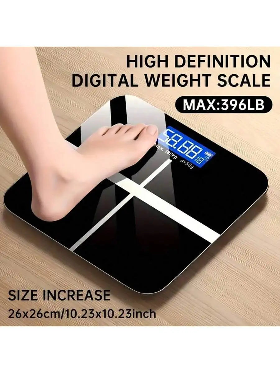 Tempered Glass Scale Multi-Function Body Fat and Weight — Black | KIMLUD