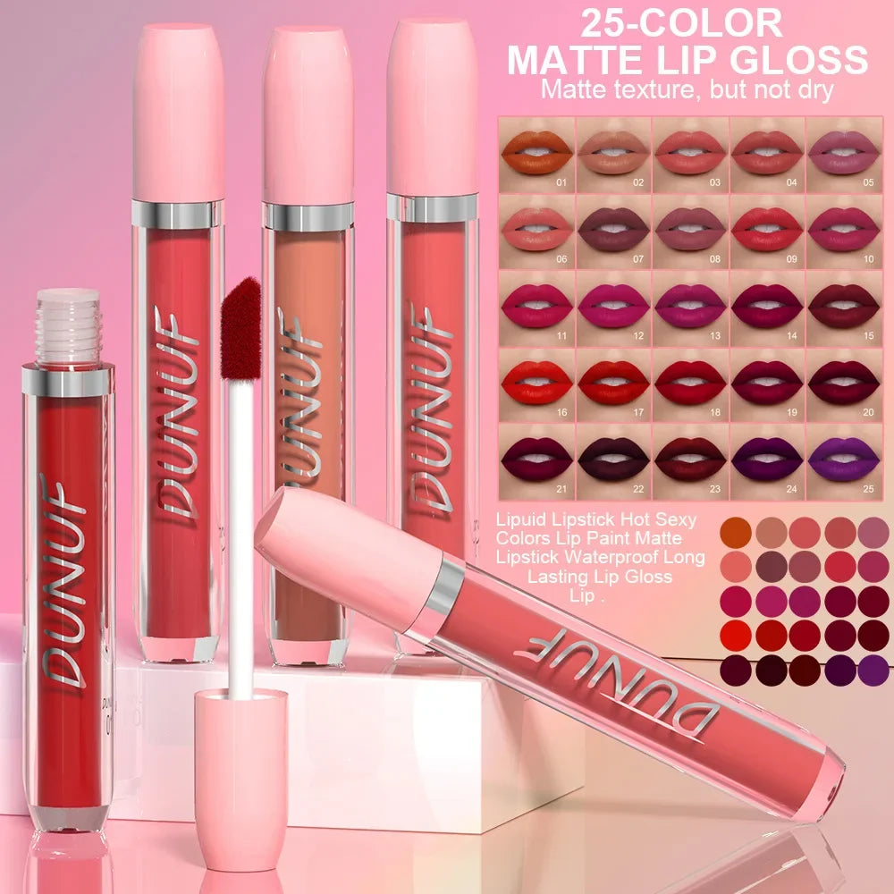 25 Color Velvet Matte Lipstick Liquid Waterproof Sexy Red Matte Lip Glaze Non-Stick Halloween Makeup Not Easy To Fade Lip Gloss