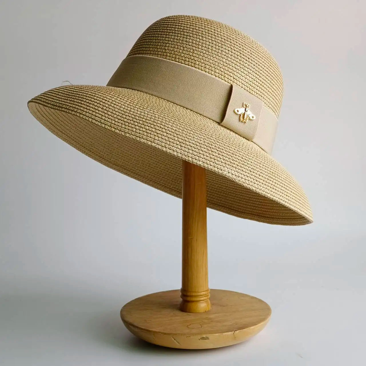 Straw Hepburn Style Solid Sun Hat — Natural | KIMLUD