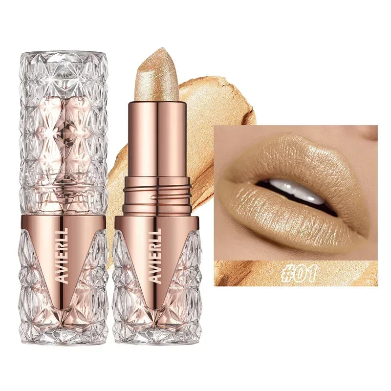 Pearlescent Lip Gloss 3 In 1 Lipstick Long Lasting Shine — Rose Pink | KIMLUD