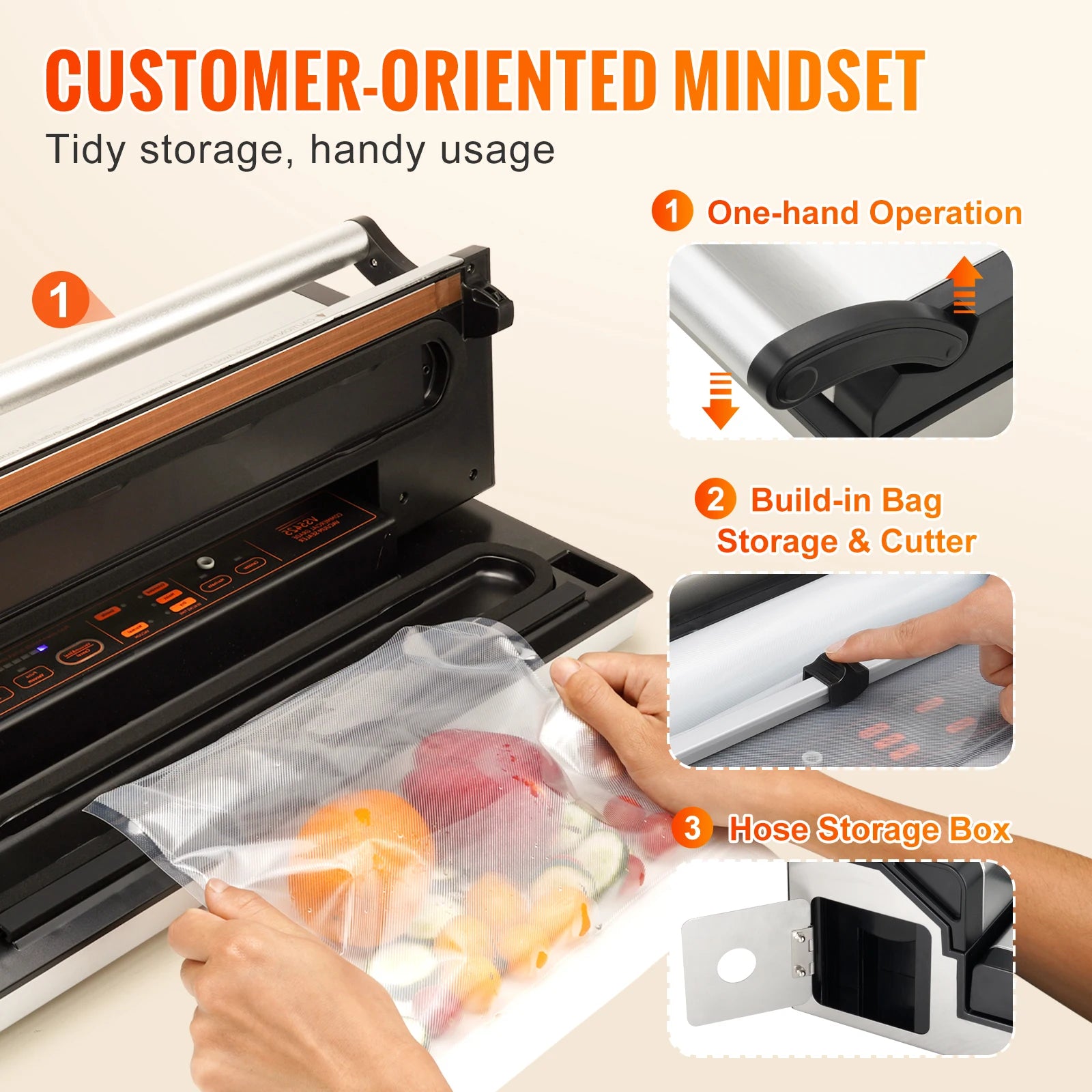 Automatic Vacuum Sealer Machine With Bag Roll Cutter — Black | KIMLUD