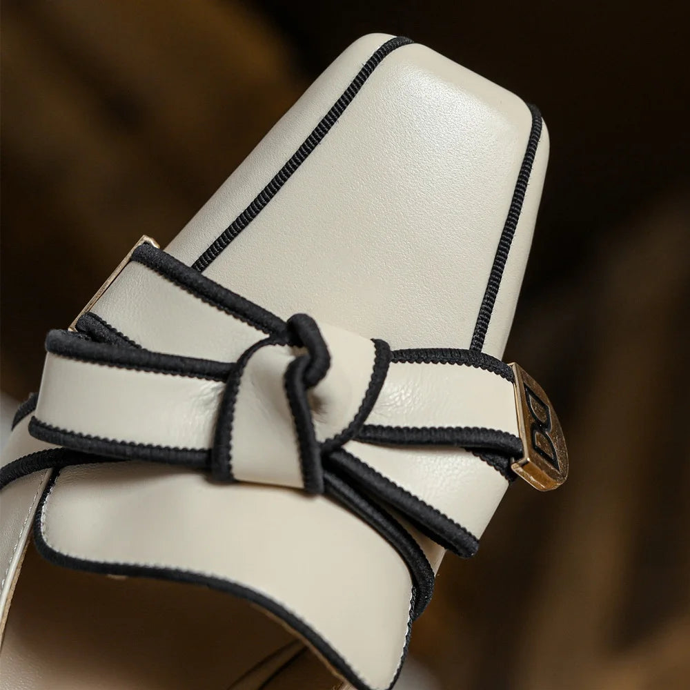 【JOCHEBED HU】2026 New Summer Retro High-heeled Lady Sandals Female Thick Heel Square Toe with Back Empty Shoe Trend 33-46