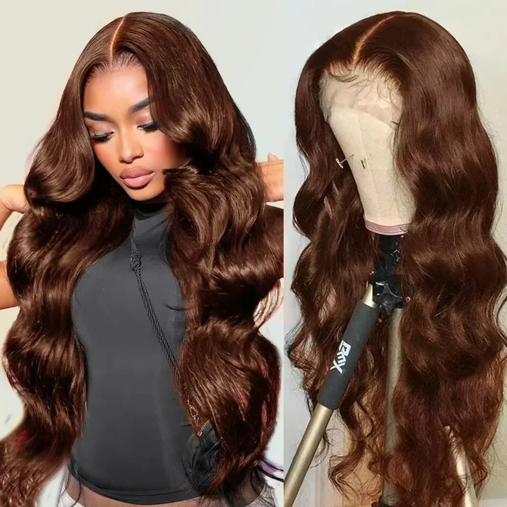 HD Lace Front Wig Body Wave 46in 200 Density — Chocolate Brown | KIMLUD