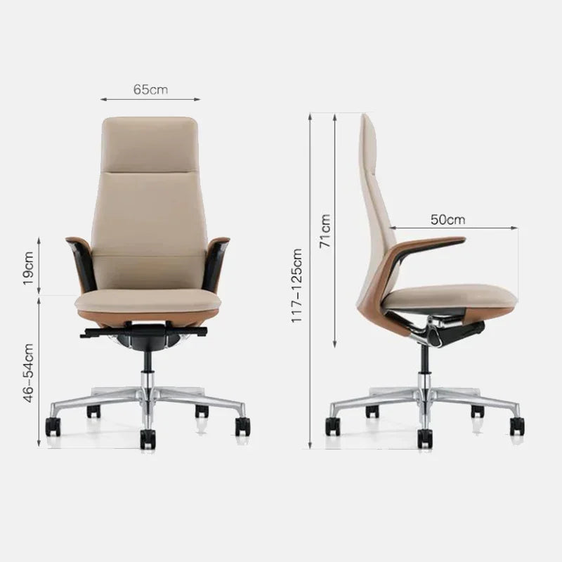 Genuine Leather Ergonomic Executive Office Chair — Black | KIMLUD