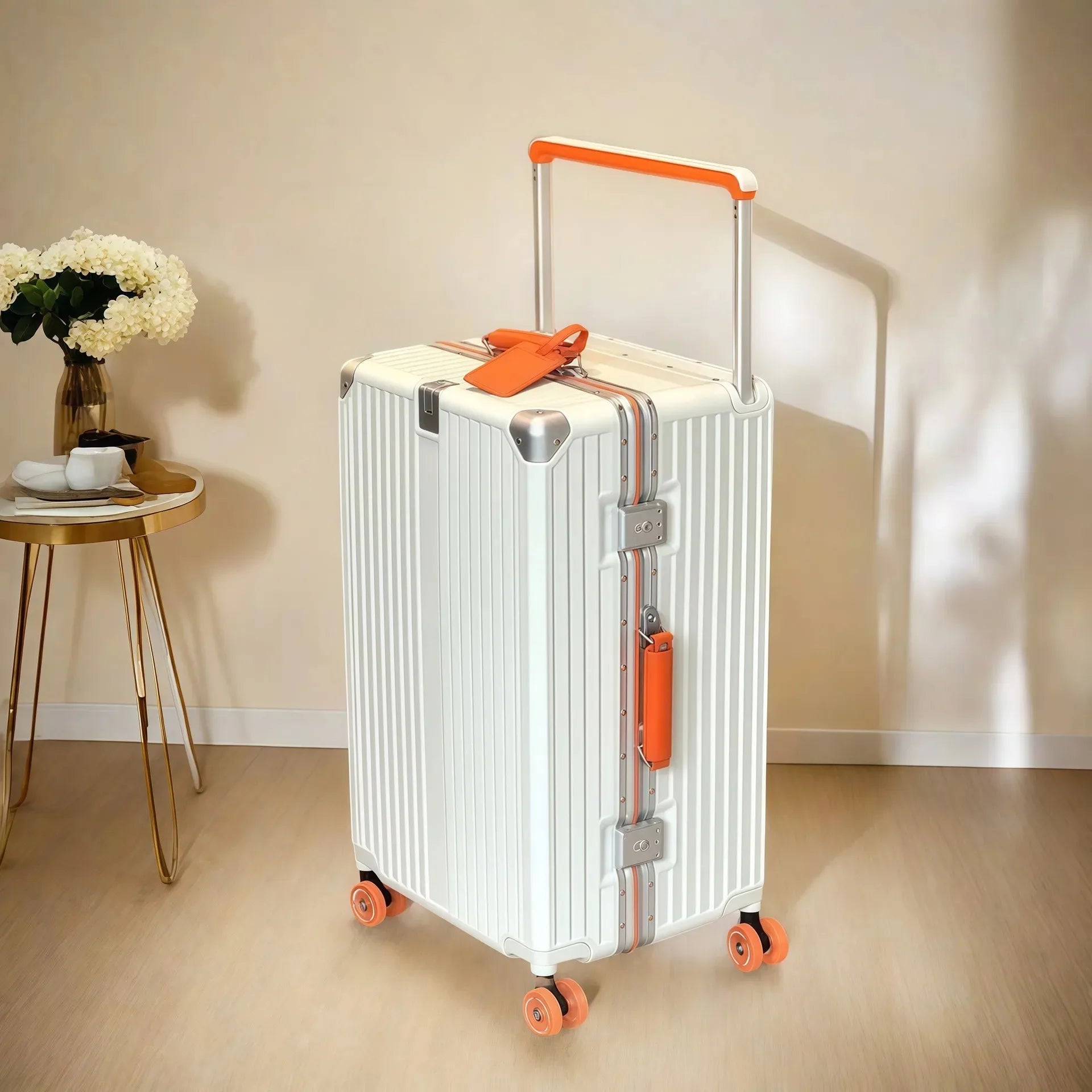 Wide Handlebar Travel Balance Trolley Suitcase with Colorful Silent Wheels TSA Lock Rolling Luggage Large Capacity PC Material