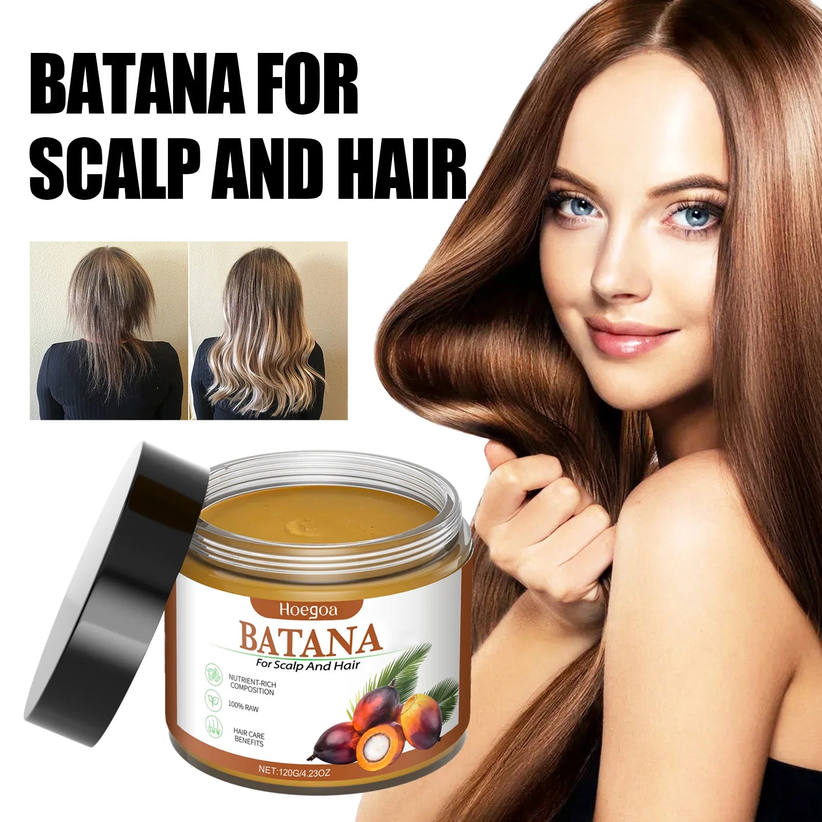 Batana Oil Hair Oil Nourishes Dry Ends And Shine — Amber-Gold | KIMLUD
