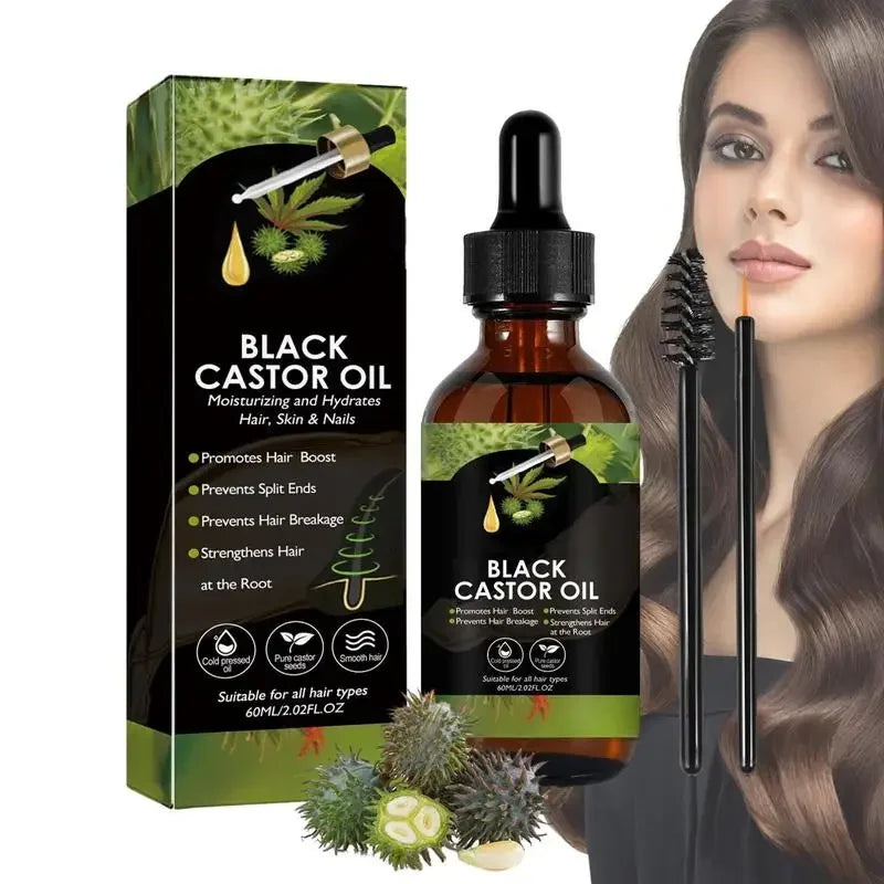 Black Castor Oil for Hair 60ml Moisturizing Hair Oil Care Liquid Jamaican Black Castor Hair Oil Gentle Natural