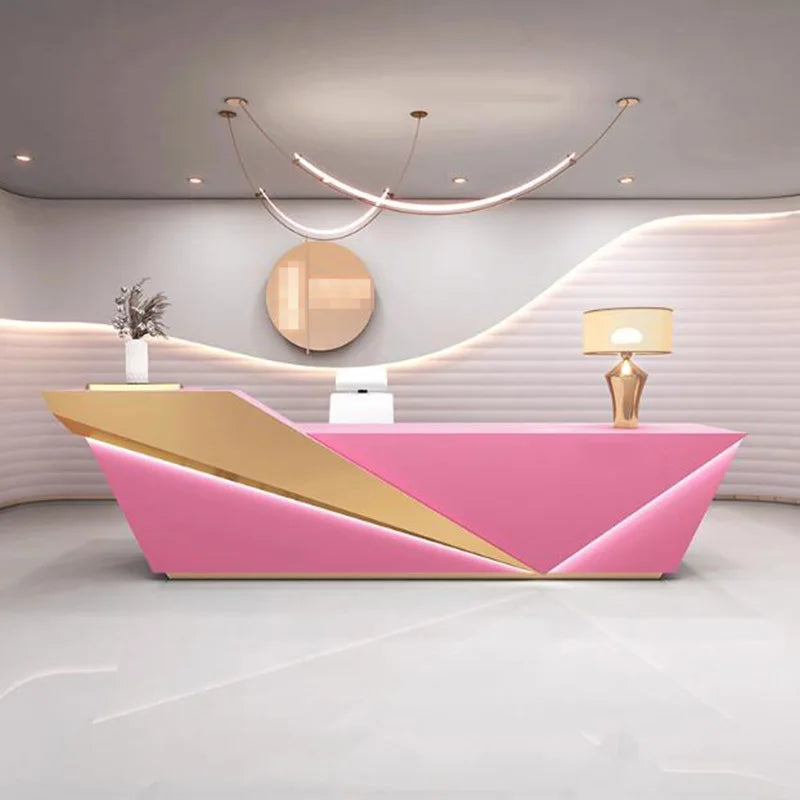 Sculpted Marble Reception Desk With Integrated Storage — Charcoal | KIMLUD