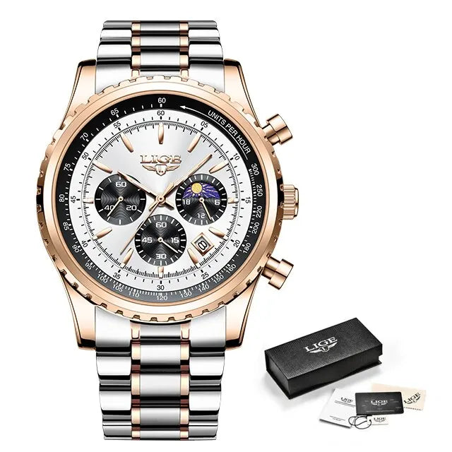 LIGE 2024 Top Brand Luxury New Men Watch Quartz Man Watches Waterproof Luminous Watch for Men Date Chronograph Sport Wristwatch
