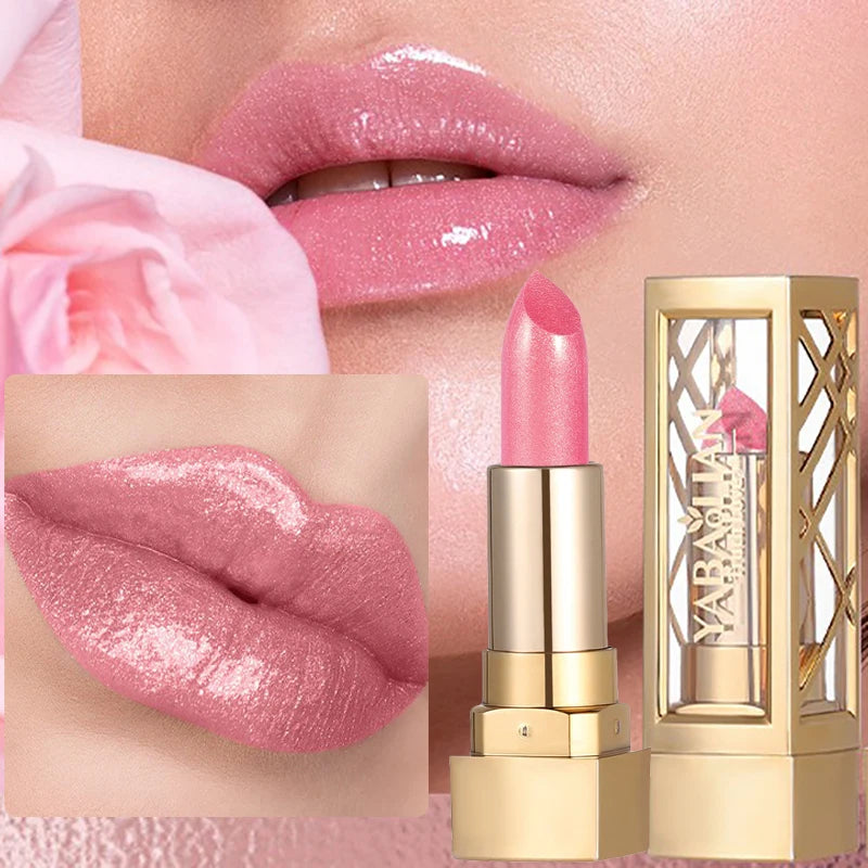 12 Color Gold Tube Lipstick Matte Metallic Glitter Lipstick Waterproof Non-Fade Shimmery Pearl Sparkling Red Lip Gloss Makeup