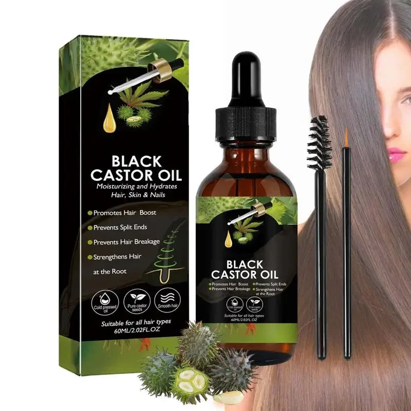 Black Castor Oil for Hair 60ml Moisturizing Hair Oil Care Liquid Jamaican Black Castor Hair Oil Gentle Natural