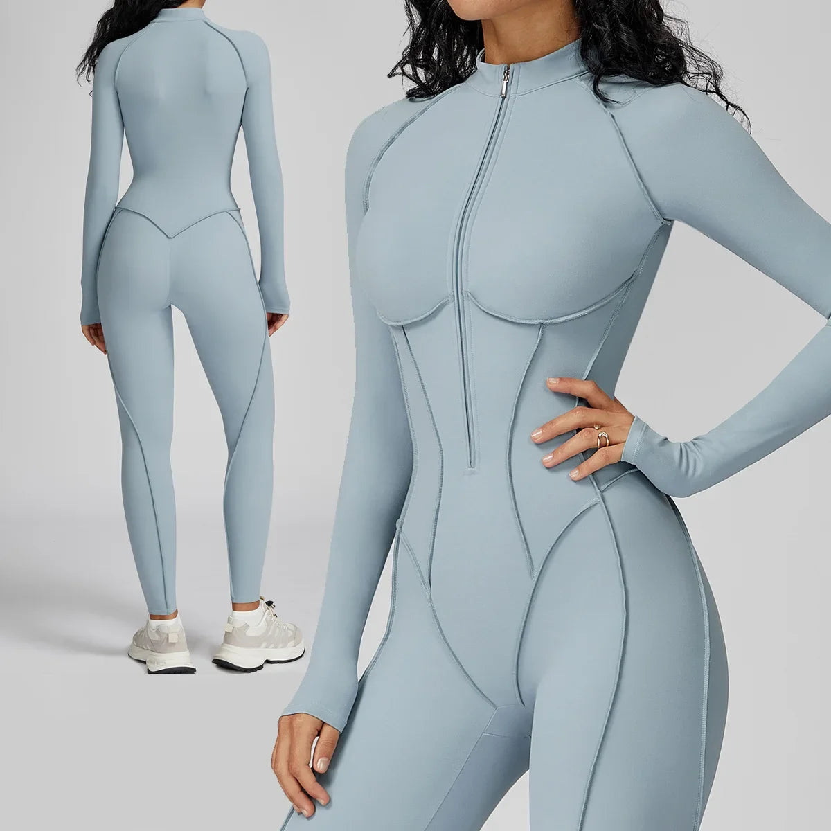 Jumpsuit - Zipper - Nylon Spandex | KIMLUD