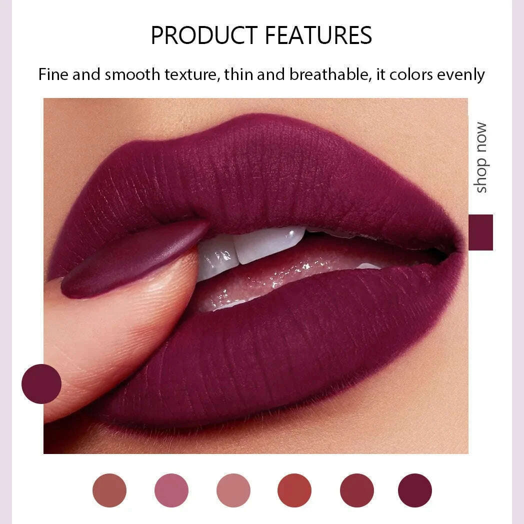 6-color-matte-lipstick-non-fading-non-stick-cup-long-lasting-velvet-finish-smooth-matte-lip-color-waterproof-smudge-proof-kimlud-kimlud-33921867