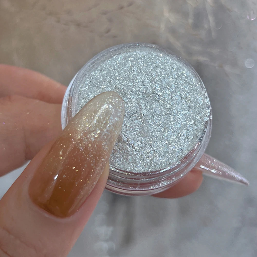 1Pcs Shimmer Gold/Rose Holographic Mica Nail Flakes Chrome Opal Iridescent Nail Glitter 0.5g Nail Epoxy Nail Gel Polish Powder