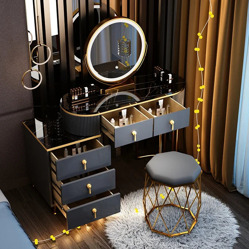 European Modern Vanity Table Storage Brass Hardware — Deep Blue-Dust | KIMLUD